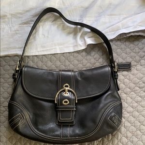Coach Black Leather Hobo Buckle Shoulder Bag
